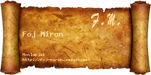 Foj Miron névjegykártya